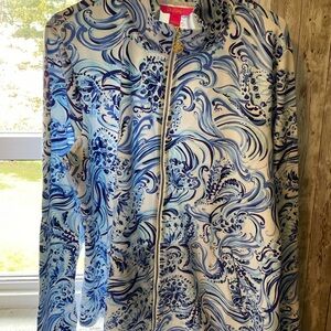 Lilly Pulitzer Size XXL Leona Full Zip Jacket "Don't Be Jelly" Blue Print